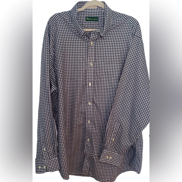 Kevin’s Plantation Collection Charcoal and White Check Dress Shirt XXL - Picture 1 of 6
